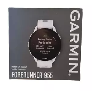 Garmin Forerunner 955 Premium GPS Running Triathlon Smartwatch Whitestone NEW - Picture 1 of 4
