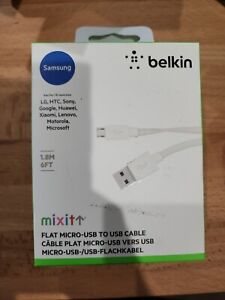 Belkin MIXIT 6-Foot Flat Micro-USB to USB Cable (White)