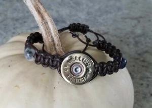 Sellier & Bellot 12 Gauge Shell Bracelet w/ Brown Leather Cord and Sodalite - Picture 1 of 5