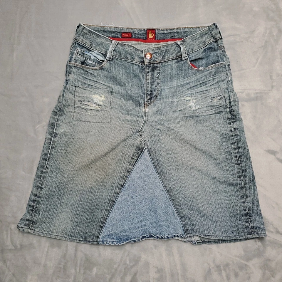 De Colección Sasson Falda Denim A Medida Para Mujer 34 Cintura Azul Jeans Grunge Y2K Envejecido Foto 1 de 4