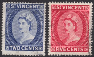 1955 St. Vincent SC# 187-190 - Queen Elizabeth II - 2 Different Stamps - Used - Picture 1 of 2