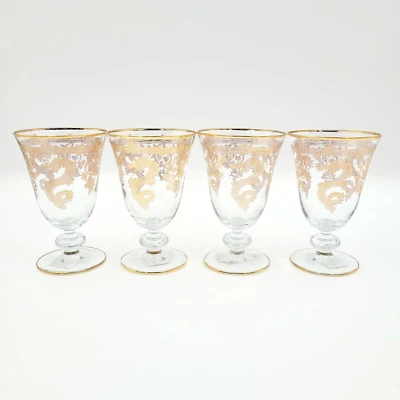 Williams Sonoma Lunar Gold Dragon Water Goblets Set of 4 NEW - Image 1 of 4