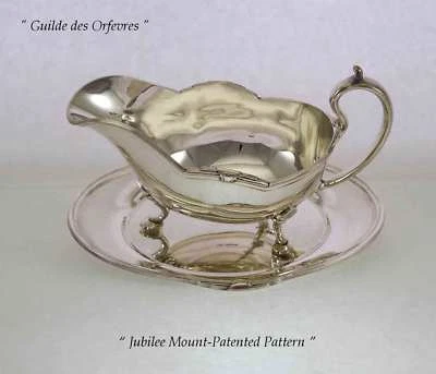 Salsa de plata/barco de salsa y bandeja con Jubileo, borde aplicado patentado Foto 1 de 4