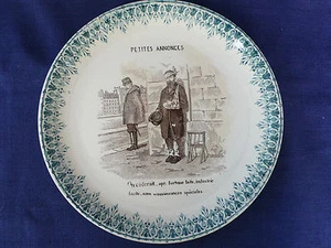 ANCIENNE ASSIETTE SARREGUEMINES DV - PETITES ANNONCES "ON CEDERAIT..." - Picture 1 of 1