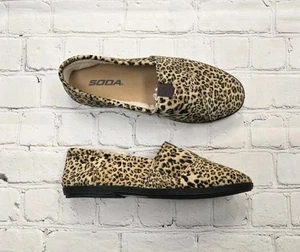 Zapatos planos sin cordones SODA de piel de guepardo para mujer talla 6 - Imagen 1 de 7