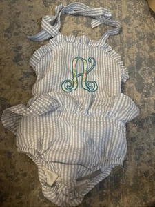 Monogrammed “A” bathing suit Little Girls Size 6 - Picture 1 of 2