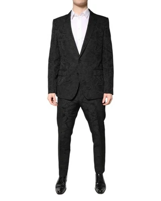 Traje Dolce & Gabbana Patrón Floral Calce Ajustado Hombre Negro Foto 1 de 4
