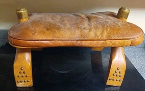 Vintage Mid Century Egyptian Camel Saddle With Tooled Embossed Leather Cushion - Picture 1 of 21