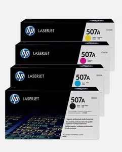 NUOVA cartuccia toner HP inchiostro stampante 507A nero CE400A, ciano CE401A, giallo CE402A - Foto 1 di 16