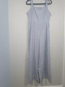 Old Navy Womens L Linen Blend Smocked Back Striped Sleeveless Jumpsuit - Picture 1 of 15