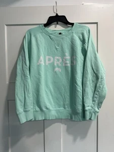 OOSC Apres sweatshirt Teal comfort organic cotton Size Large Trending Ski Teen - Picture 1 of 10