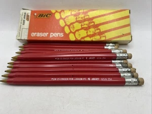 New Old Stock BIC Eraser Pens #EF-29 1dz Red In Box -Collector-Prop - Picture 1 of 5