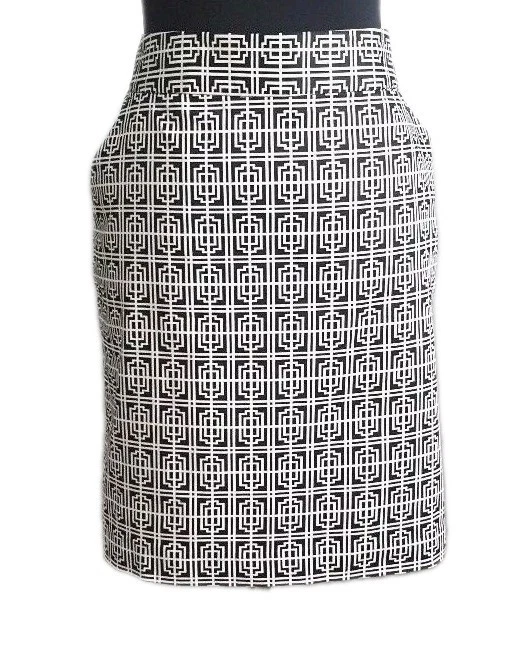  Alfred Sung Pure Skirt Sz 14 Black & White Dress Casual Cotton A-line L XL - Image 1 of 4