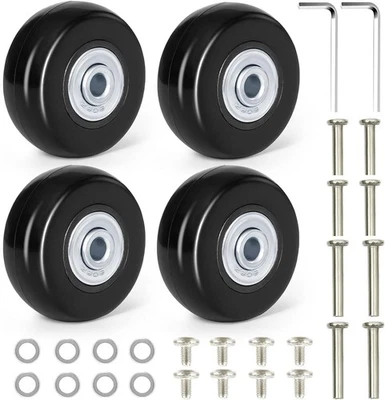 YSWOVUO Kofferrollen Ersatzrollen, 4 Stück Koffer Ersatzrollen 50 Mm X 18 Mm, Titan Koff