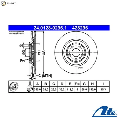 2x BRAKE DISC 24.0128-0296.1 FOR VW AUDI A6/Allroad A8L Q7/Van/SUV A7 Q8 2.0L A6 - Image 1 of 4