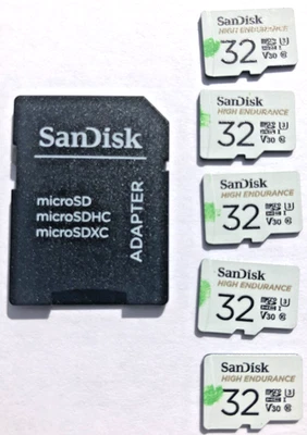 5 - New SanDisk 32GB High Endurance microSD Cards w/1 Adapter, US Seller - Image 1 of 2