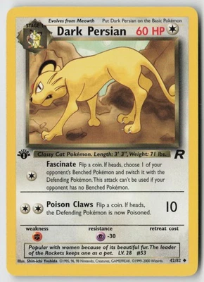 Dark Persian 42/82 - Team Rocket 1st Edition - PTCG - Image 1 of 2