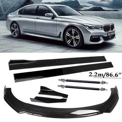 For BMW 740i 750i Series Front Bumper Lip Spoiler Splitter Rear Gloss Black Body - Image 1 of 4