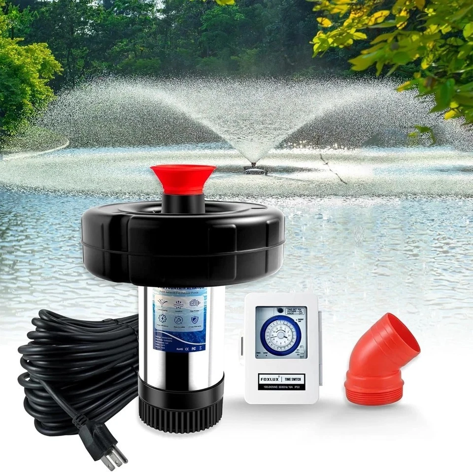 Aireador Fuente Estanque, Bomba de Agua Flotante 1HP 110V 750W Apta para Grandes Pequeños Foto 1 de 4
