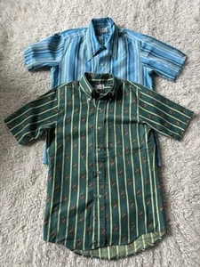 Lot of 2 Towncraft Shirt Boys Size 16 Green Blue Stripes  Penn Prest 50/50 1960s - Picture 1 of 11