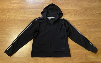 Jaqueta com capuz Russell Athletic Dri-Power preta feminina M bolsos com zíper - Imagem 1 de 4