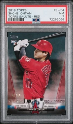SHOHEI OHTANI RC /10 Red Salute 2018 Topps Series 2 PSA 7 RC Rookie Highest Pop - Image 1 of 3