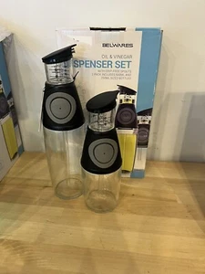 Oil And Vinegar Dispenser Set Blumwares with Drip Free Spout Mess Free Pack of 2 - Picture 1 of 5