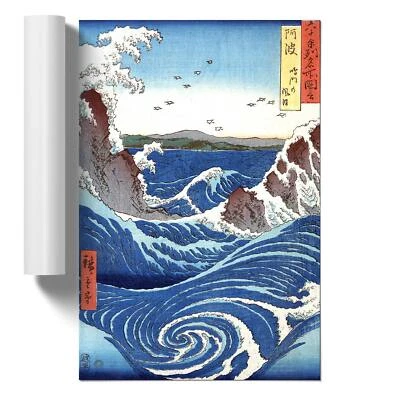 The Naruto Whirlpools Asian Bird Utagawa Hiroshige Unframed Wall Art Print - Image 1 of 4