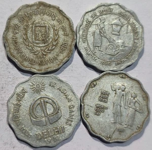 REPUBLIC INDIA 10 PAISE 4 COMMEMORATIVE ALUMINIUM OLD COINS LOT - Picture 1 of 3