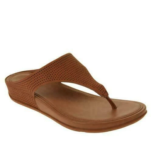#FitFlop Banda Sandalia Puntera Cuero Perforado - Tostado Claro - Talla 10 (EU 42) Foto 1 de 1