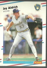 JAY ALDRICH MILWAUKEE BREWERS #155 - FLEER NM-MT 1988