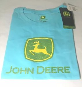 New John Deere Mens Small T-Shirt TEE Size Blue with Sparkley Green Womens - Picture 1 of 4
