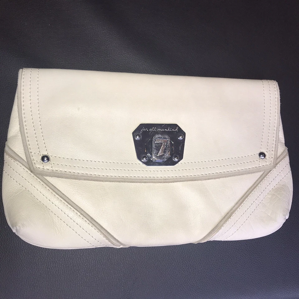 Bolso sin asas de cuero color crema 7 For All Mankind para mujer talla única Foto 1 de 4