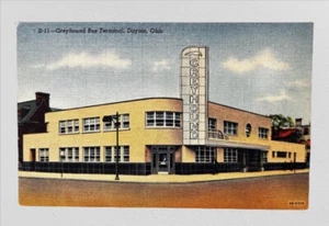Postcard Greyhound Bus Terminal Dayton Ohio • Divided Linen - Picture 1 of 2