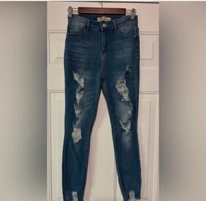 Jeans skinny Elite taglia 5/27 effetto invecchiato orlo grezzo blu jeans jegging - Foto 1 di 11