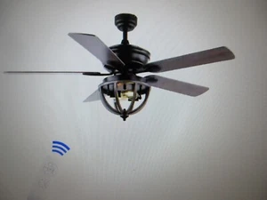 Jonathan Y Jasper 52 in. 2-Light Black Farmhouse Iron Dome Shade LED Ceiling Fan - Picture 1 of 5
