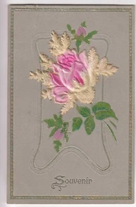 CPA FANTAISIE - ART FLOWER DECOR RELIEF SOUVENIR ROSE SOIE GAUFREE 3D 1906 ~C29 - Imagen 1 de 2