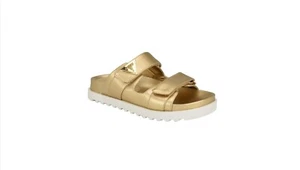 Guess Women's Fabula Lug-Sole Logo Footbed Sandals - Gold - Picture 1 of 1