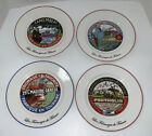 Cheeses of France 8" Plates Set Of Four Vintage Advertising 3 Red Rim And 1 Blue