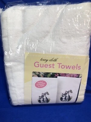 Craftways Cross-Stitch Cats Terry Cloth Guest Towels 100% Cotton 112734 Stamped - Image 1 of 4