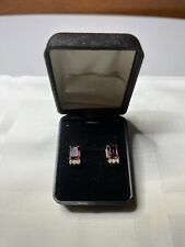 Vintage Square Clip On  Earrings With Purple Color Stone and Rhinestones