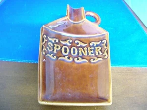 California pottery brown spooner (spoon holder) 7" x 4 1/4" Made of USA - Picture 1 of 5