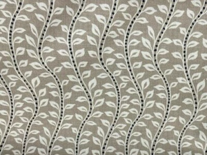 Briona Night Leaf Stripe STONE BEIGE Ivory Cotton Curtain BlindUpholstery Fabric - Picture 1 of 6