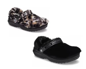 Crocs Classic Fur Sure Men and Women's Clog Roomy Fit Black Multi Lavender - Picture 1 of 18