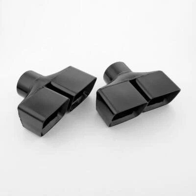 Par de puntas de escape cuadradas cuadradas de acero inoxidable de 3" todo negro para Dodge Challenger Foto 1 de 4