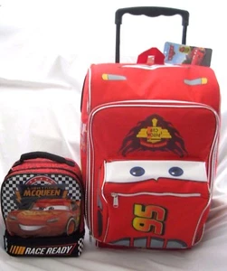 CARS LIGHTNING MCQUEEN SHAPE 16" ROLLING BACKPACK+ DUAL COMPARTMENT LUNCHBOX-NEW - Picture 1 of 1