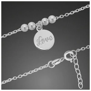 Cadena de pie plata 925 ajustable LOVE cadena de anclaje con extensión - Imagen 1 de 2