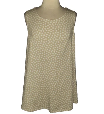 Camiseta sin mangas DENIM & CO talla grande 1X beige blanco estrellas sin mangas elástica Foto 1 de 4