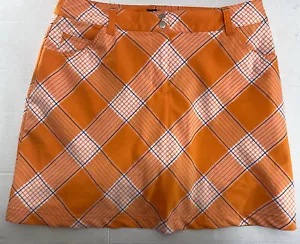 Slazenger Golf Tennis Skort Skirt Orange Plaid Pattern w/ Pockets Women's 6 - Picture 1 of 4