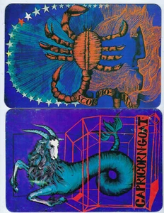 1967 Zodiac Sign Cards Scorpio & Capricorn by Morgan Press, Printed in USA (CS2) - Picture 1 of 2